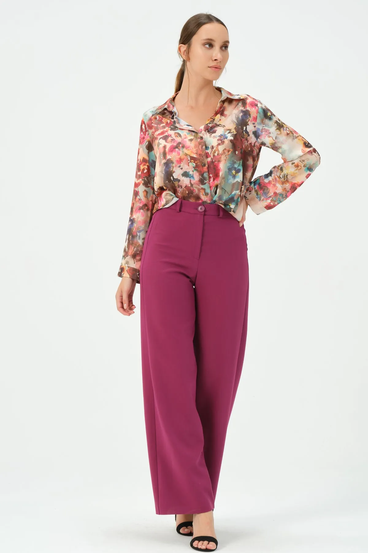 135-Grace Pants Wide Leg Pulm Color