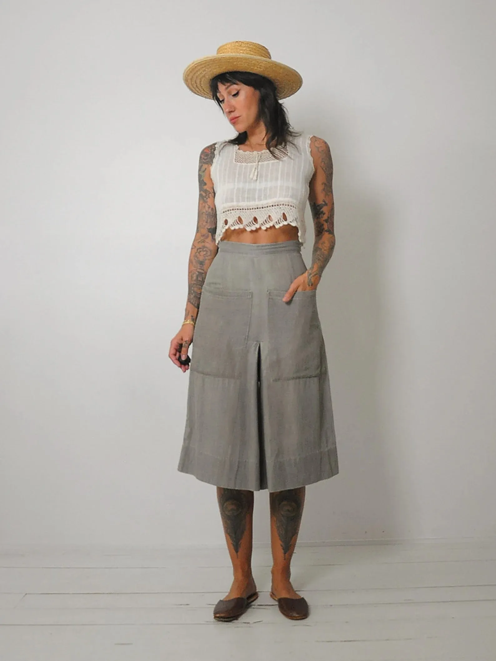 1940's Wide Leg Pleated Shorts