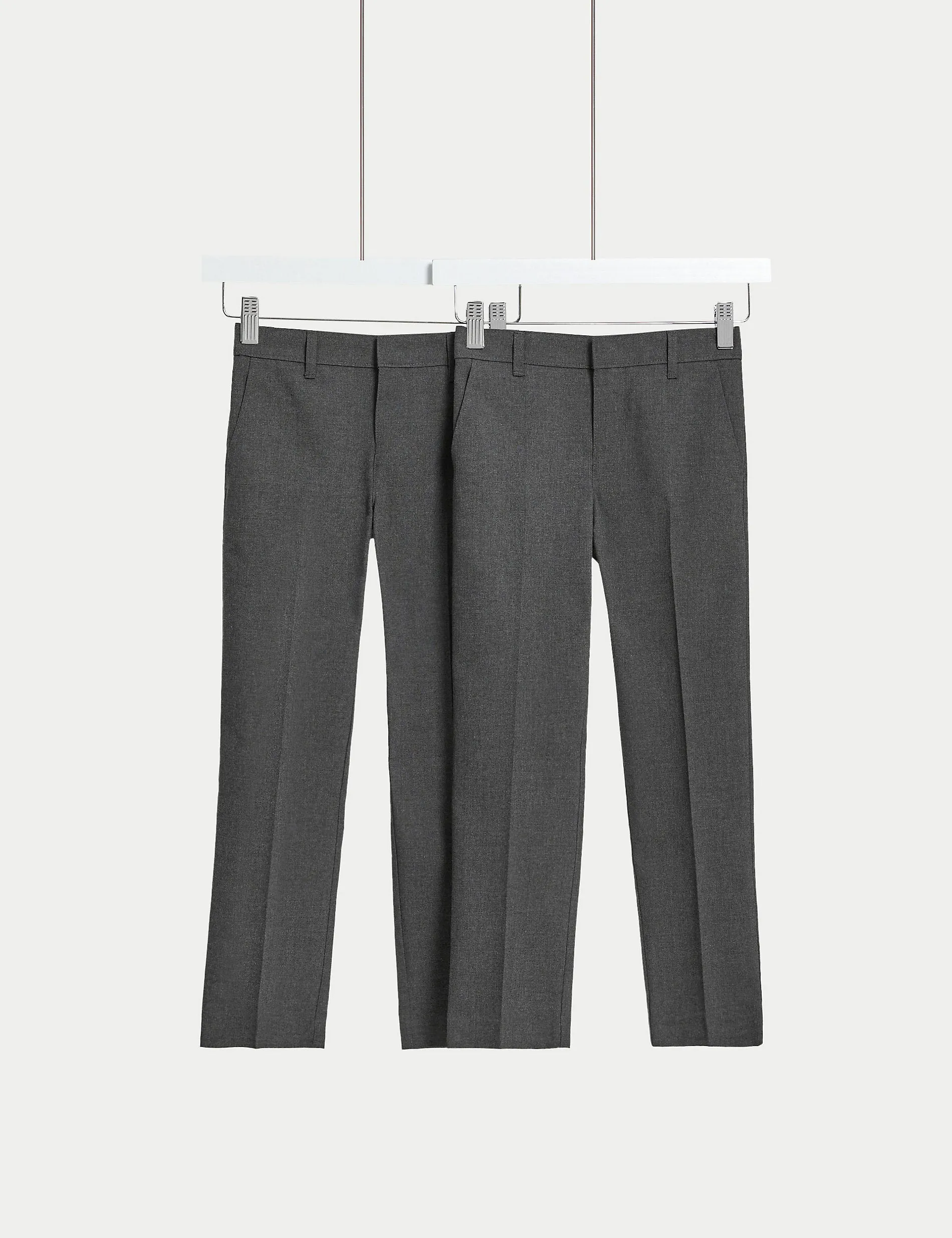 2 Pairs of Marks & Spencer Boys (2-18yrs) Slim School Trousers, Gray