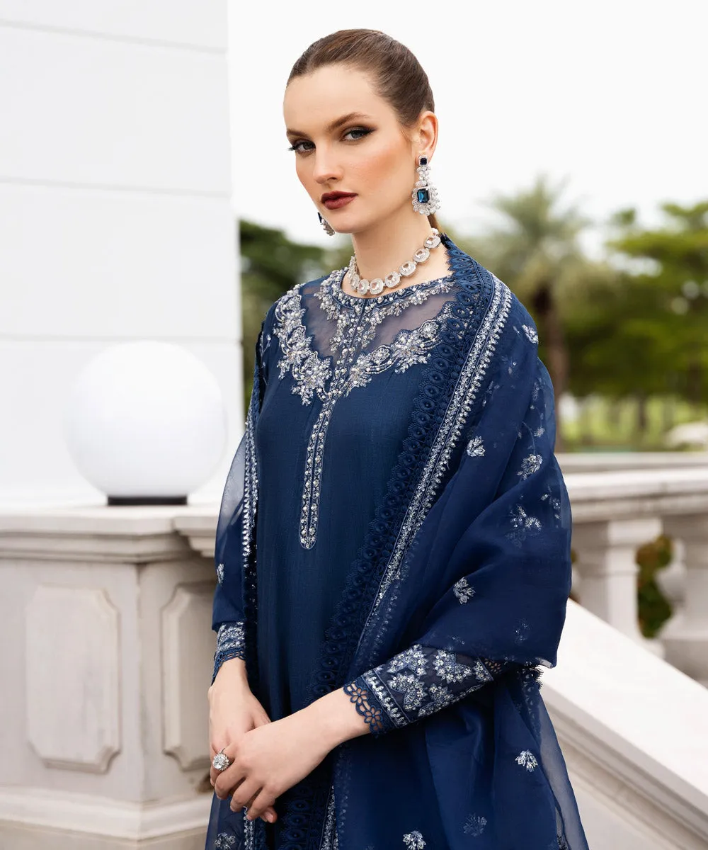 3 Piece - Embroidered Raw Silk Suit