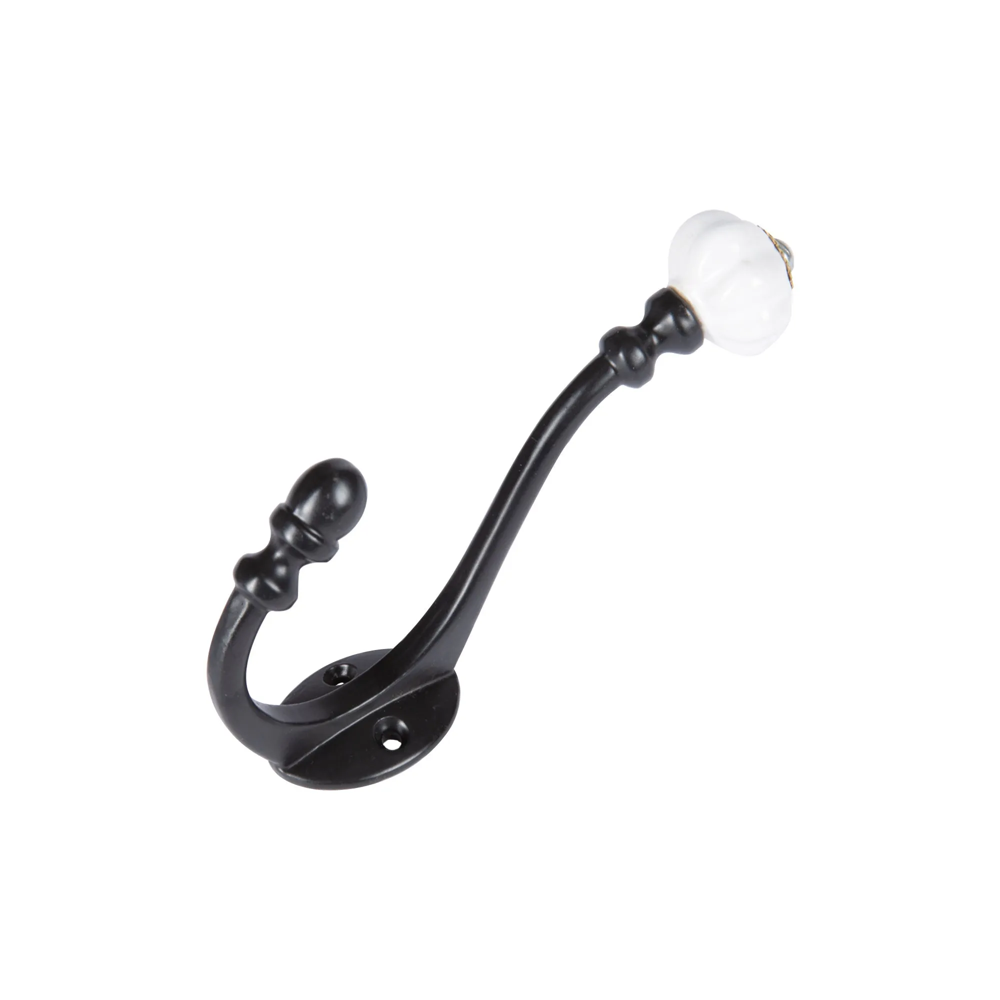 30mm x 140mm Black Ceramic Flower Hat & Coat Hook - By Hammer & Tongs