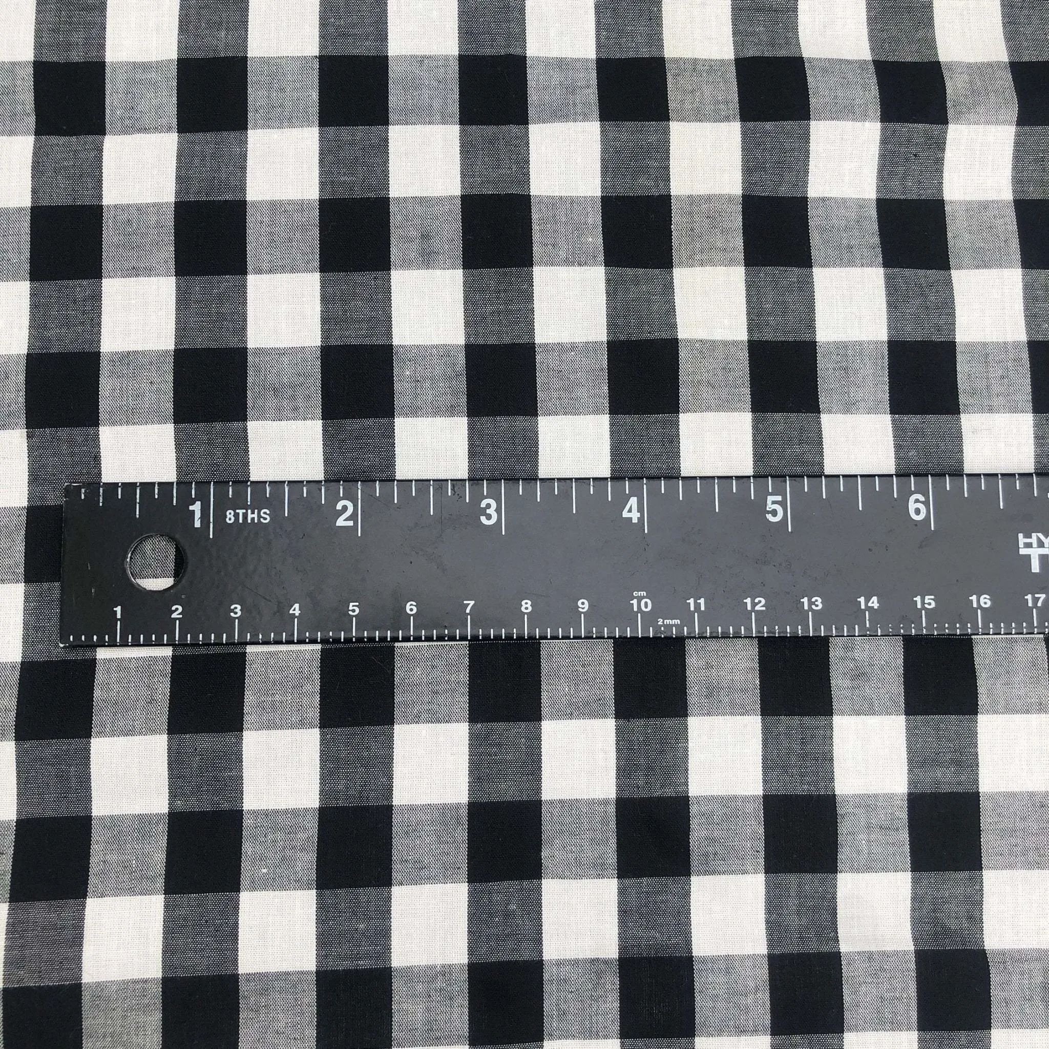 46" Black White & Gray 100% Cotton Checkered Woven Fabric By the Yard