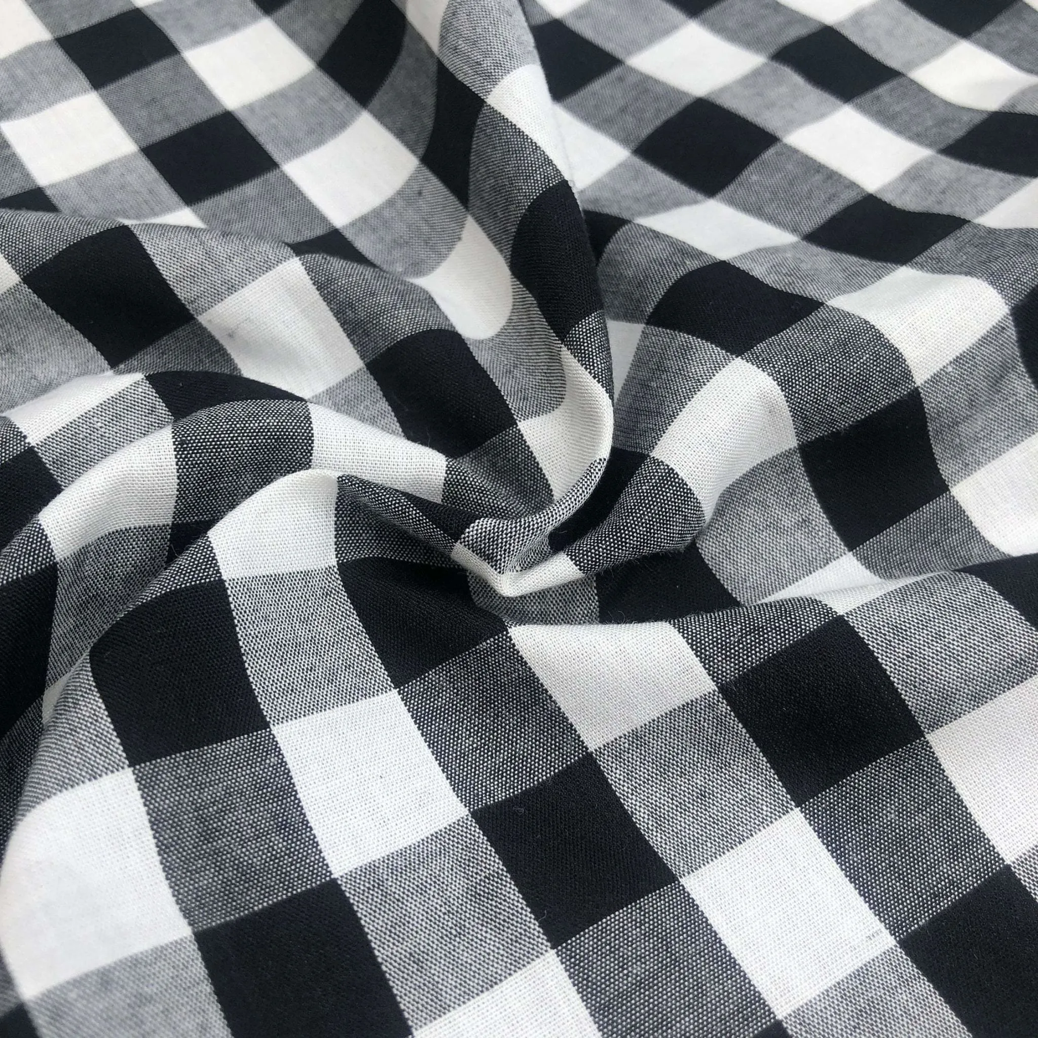 46" Black White & Gray 100% Cotton Checkered Woven Fabric By the Yard