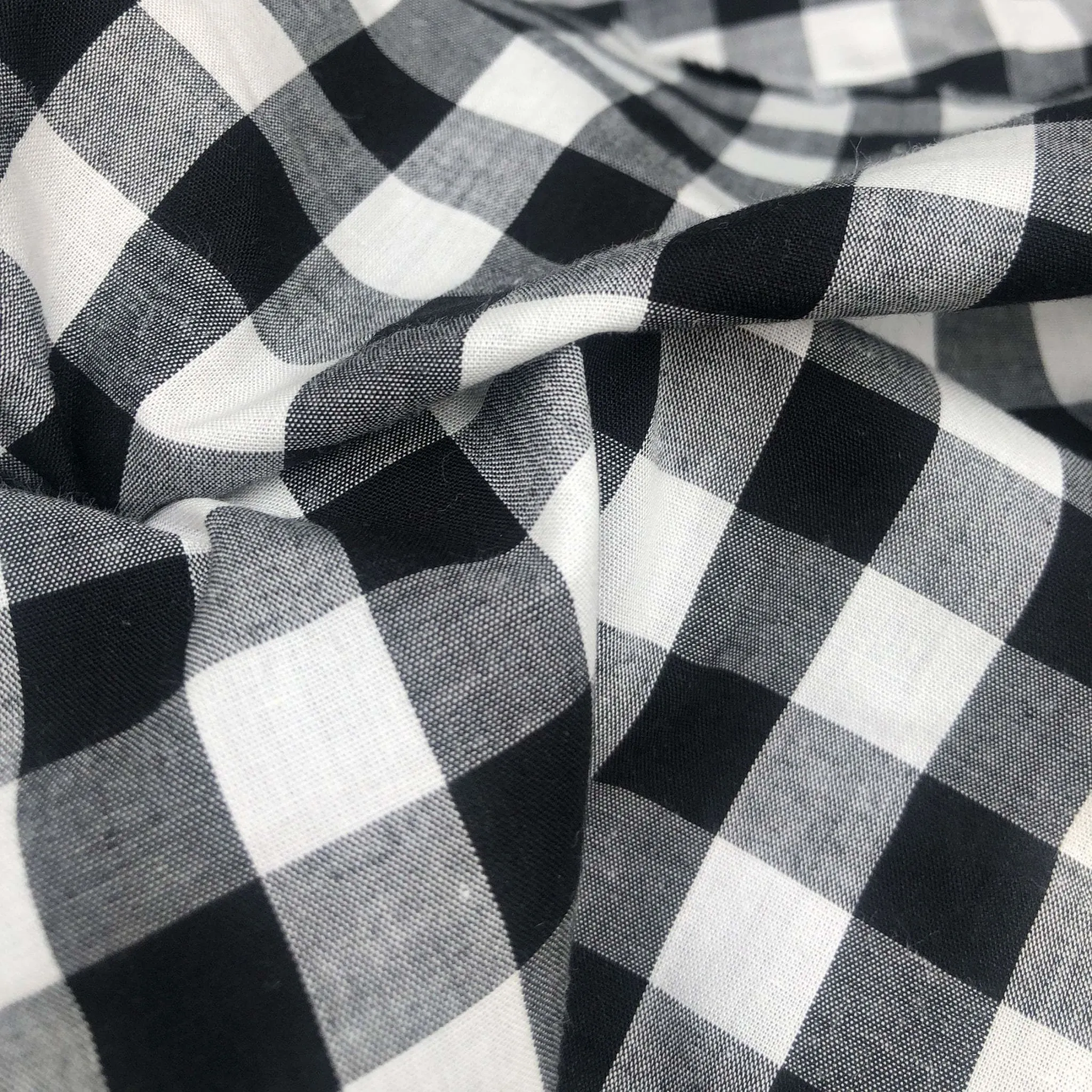 46" Black White & Gray 100% Cotton Checkered Woven Fabric By the Yard