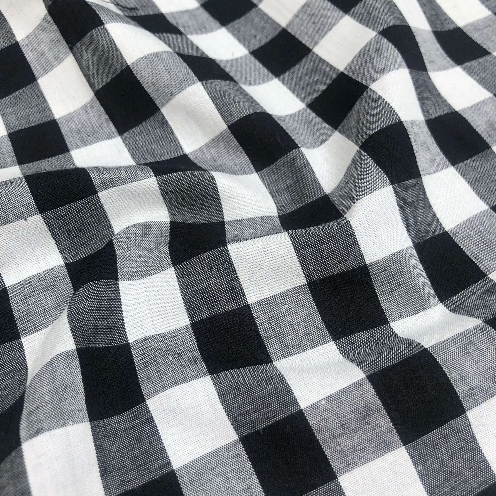 46" Black White & Gray 100% Cotton Checkered Woven Fabric By the Yard