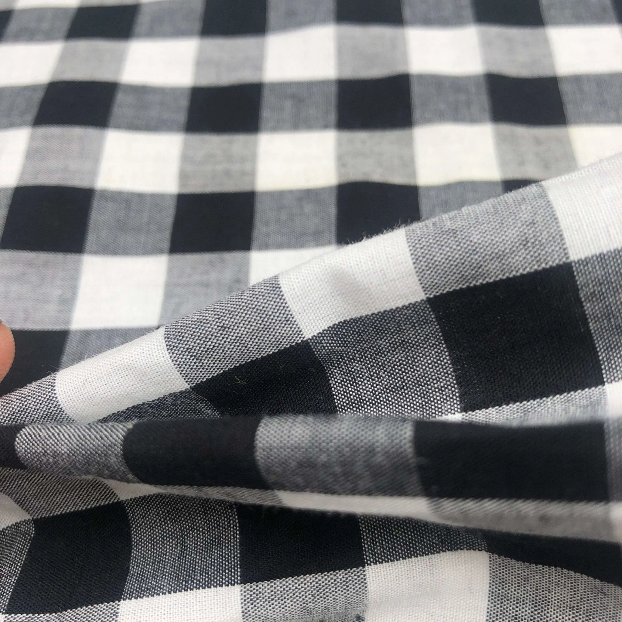 46" Black White & Gray 100% Cotton Checkered Woven Fabric By the Yard