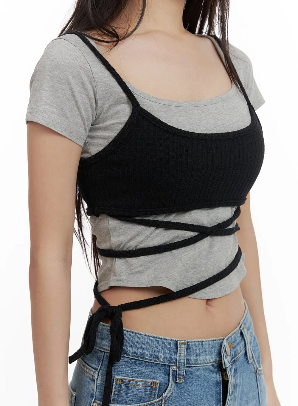 Acubi Tie-Waist Crop Tank Top CY403