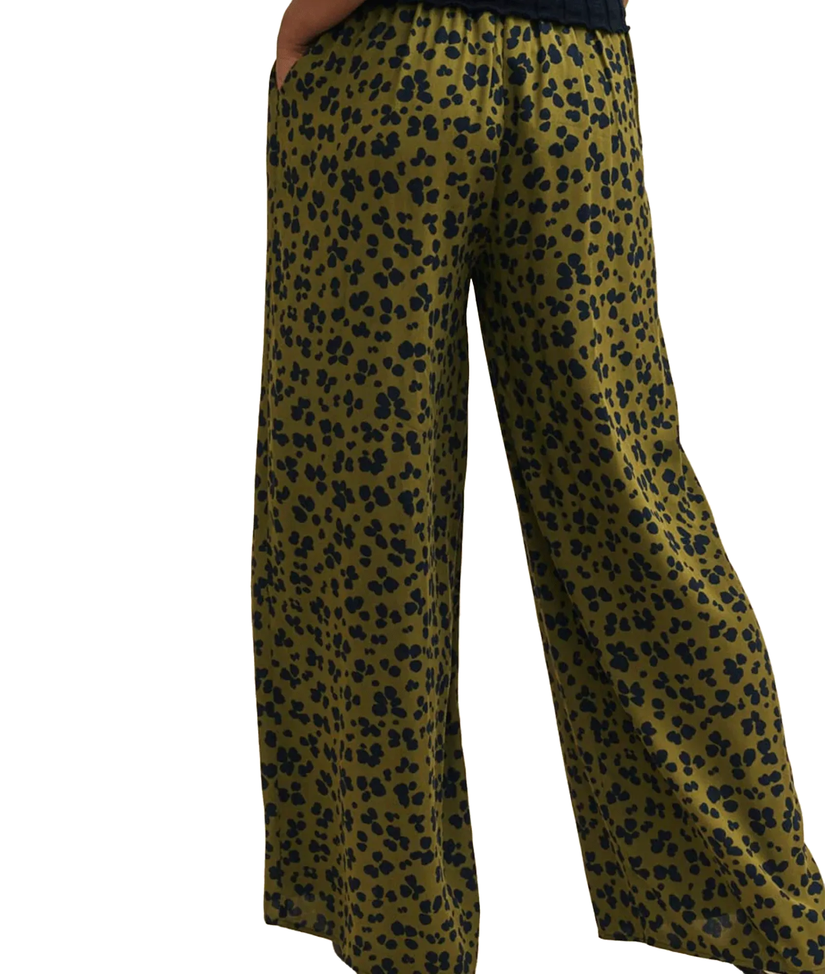 Animal Print Full Length Wide Leg Zeena Trousers - Green