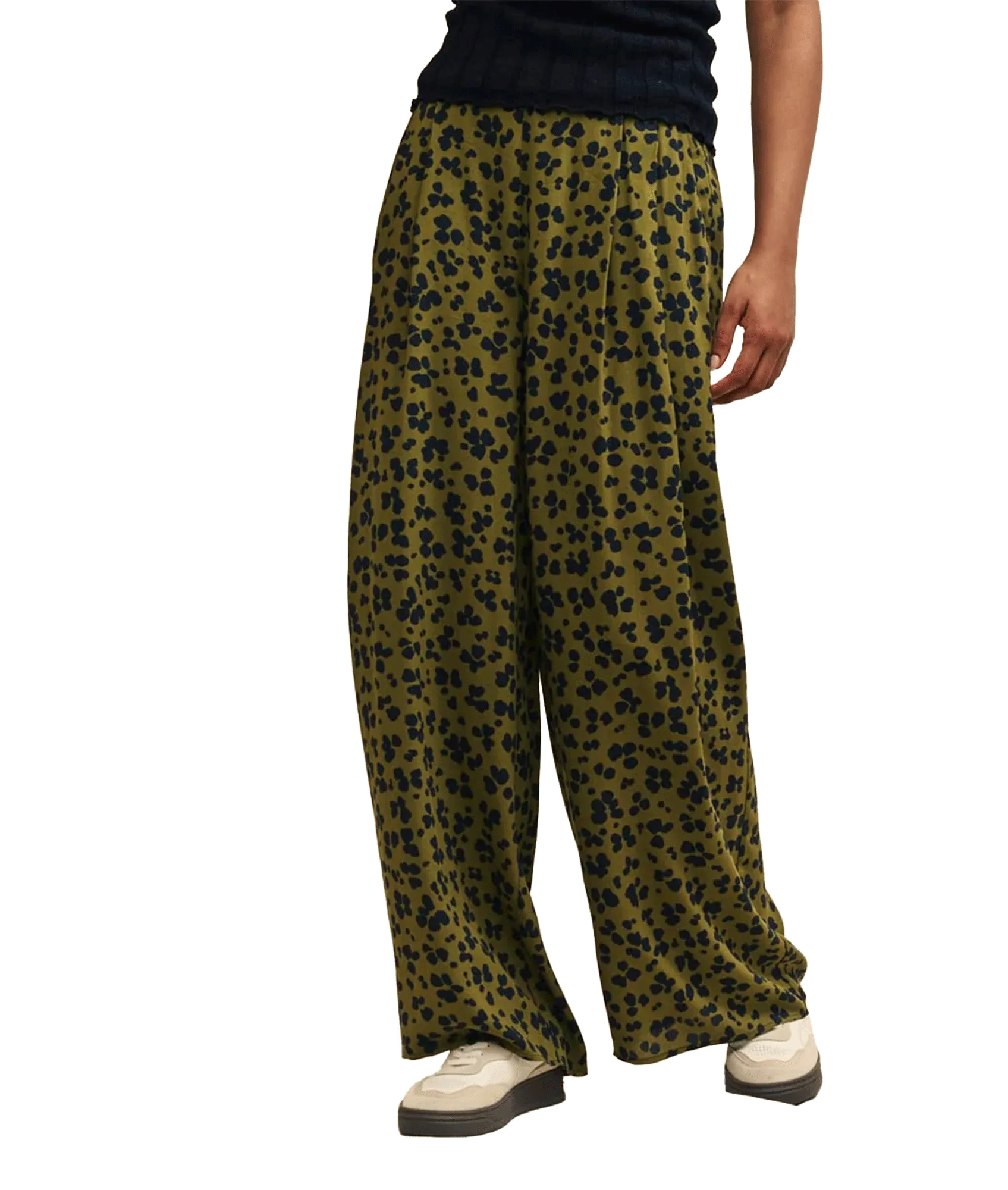 Animal Print Full Length Wide Leg Zeena Trousers - Green