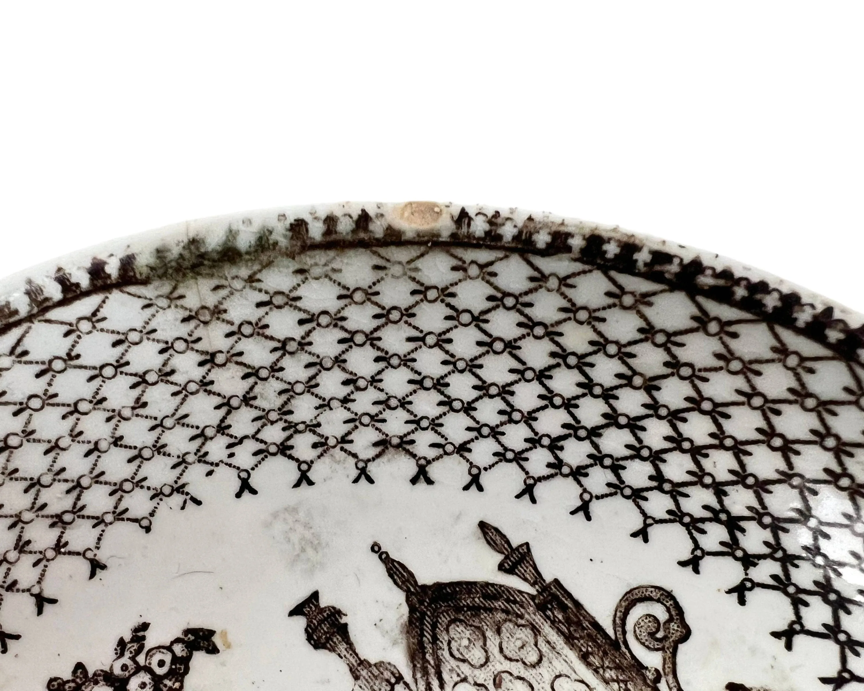 Antique Middlesbrough Pottery Brown Transferware Dish Pekin Pattern c 1840