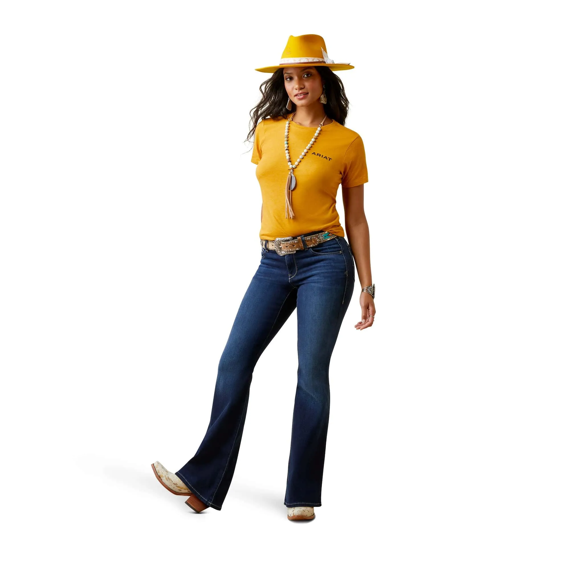 Ariat Women's Cowboy Posse Yellow T-Shirt 10045450