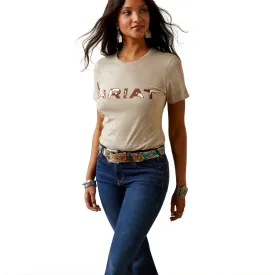 Ariat Women's Cowhide Oatmeal Logo Short Sleeve T-Shirt 10045453