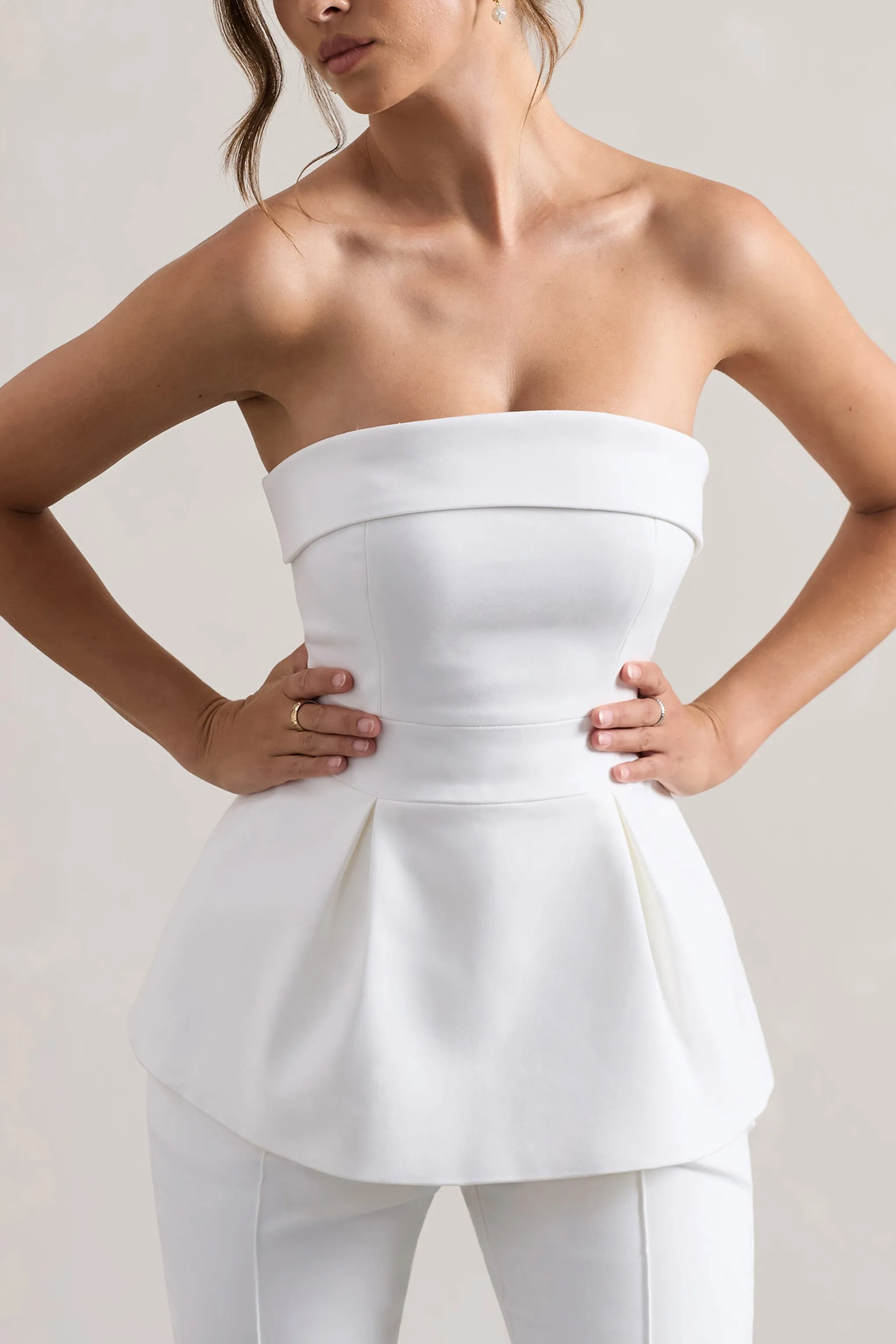 Arrow | White Strapless Tailored Top