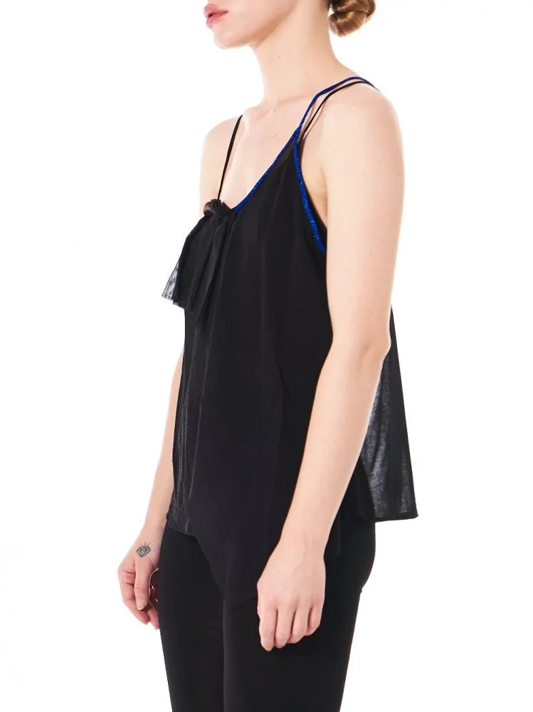 Asymmetric Draped Strap Top (W16-T19 BLACK/MULTI)