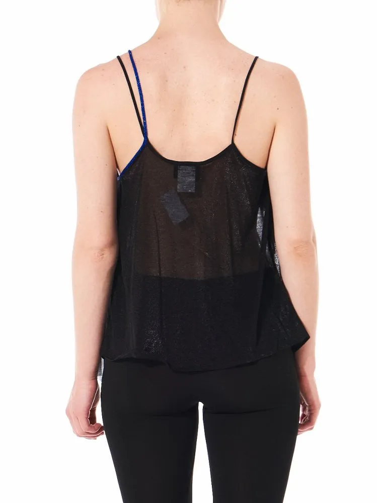 Asymmetric Draped Strap Top (W16-T19 BLACK/MULTI)