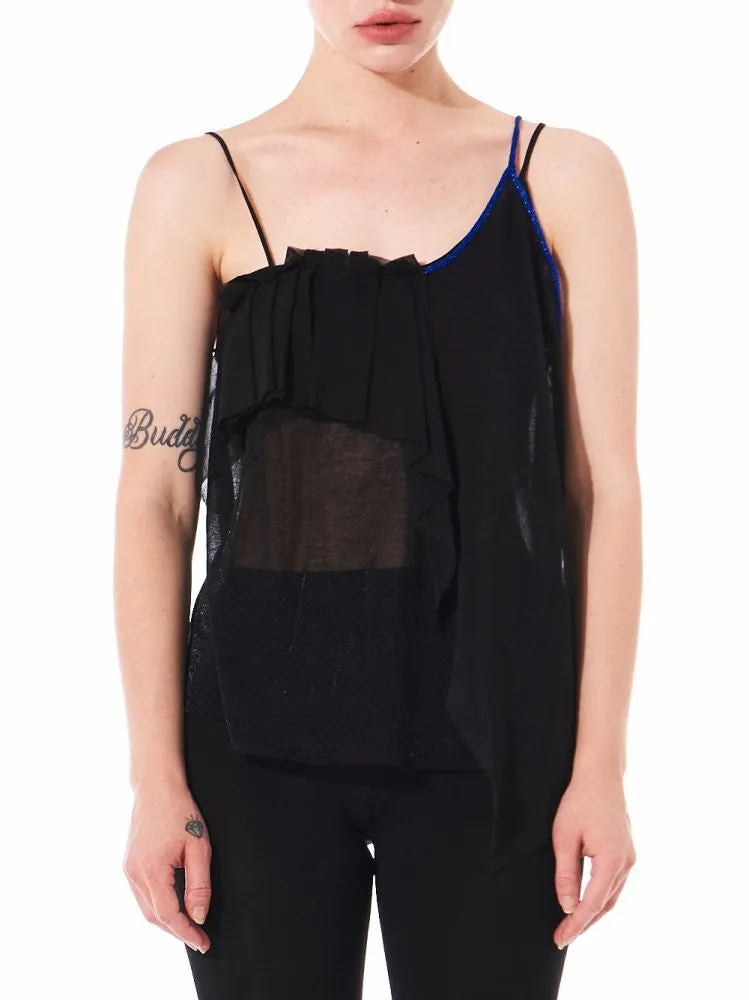 Asymmetric Draped Strap Top (W16-T19 BLACK/MULTI)