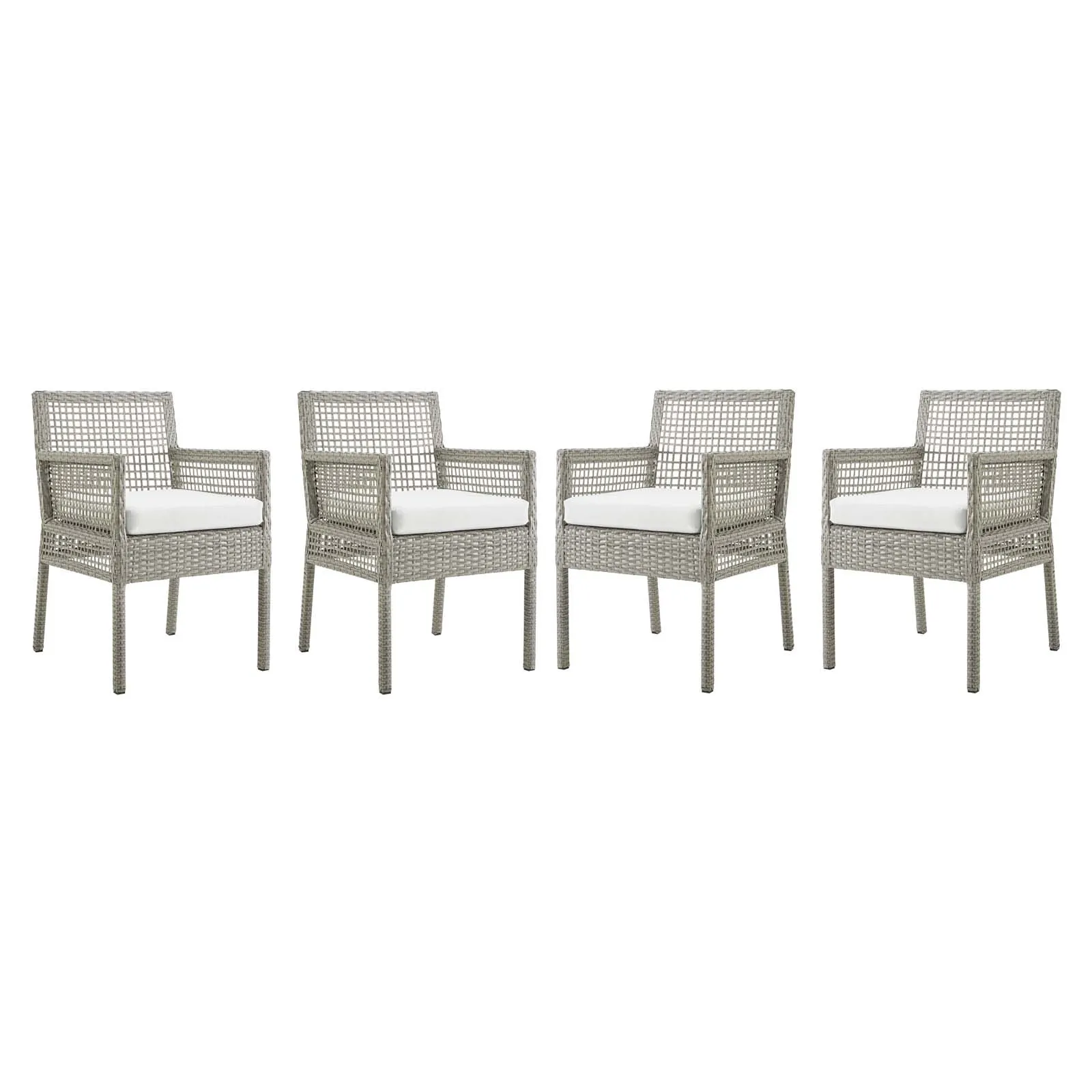 Aura Dining Armchair Outdoor Patio Wicker Rattan Set of 4 by Modway