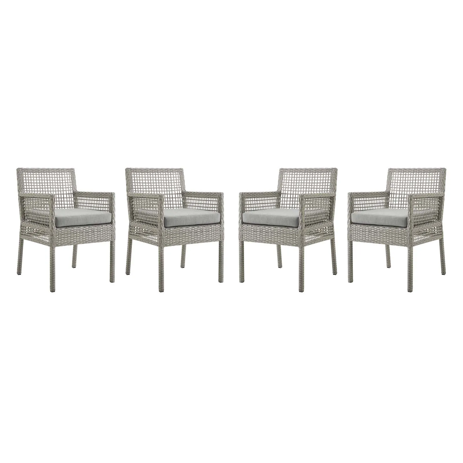 Aura Dining Armchair Outdoor Patio Wicker Rattan Set of 4 by Modway