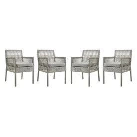 Aura Dining Armchair Outdoor Patio Wicker Rattan Set of 4 by Modway