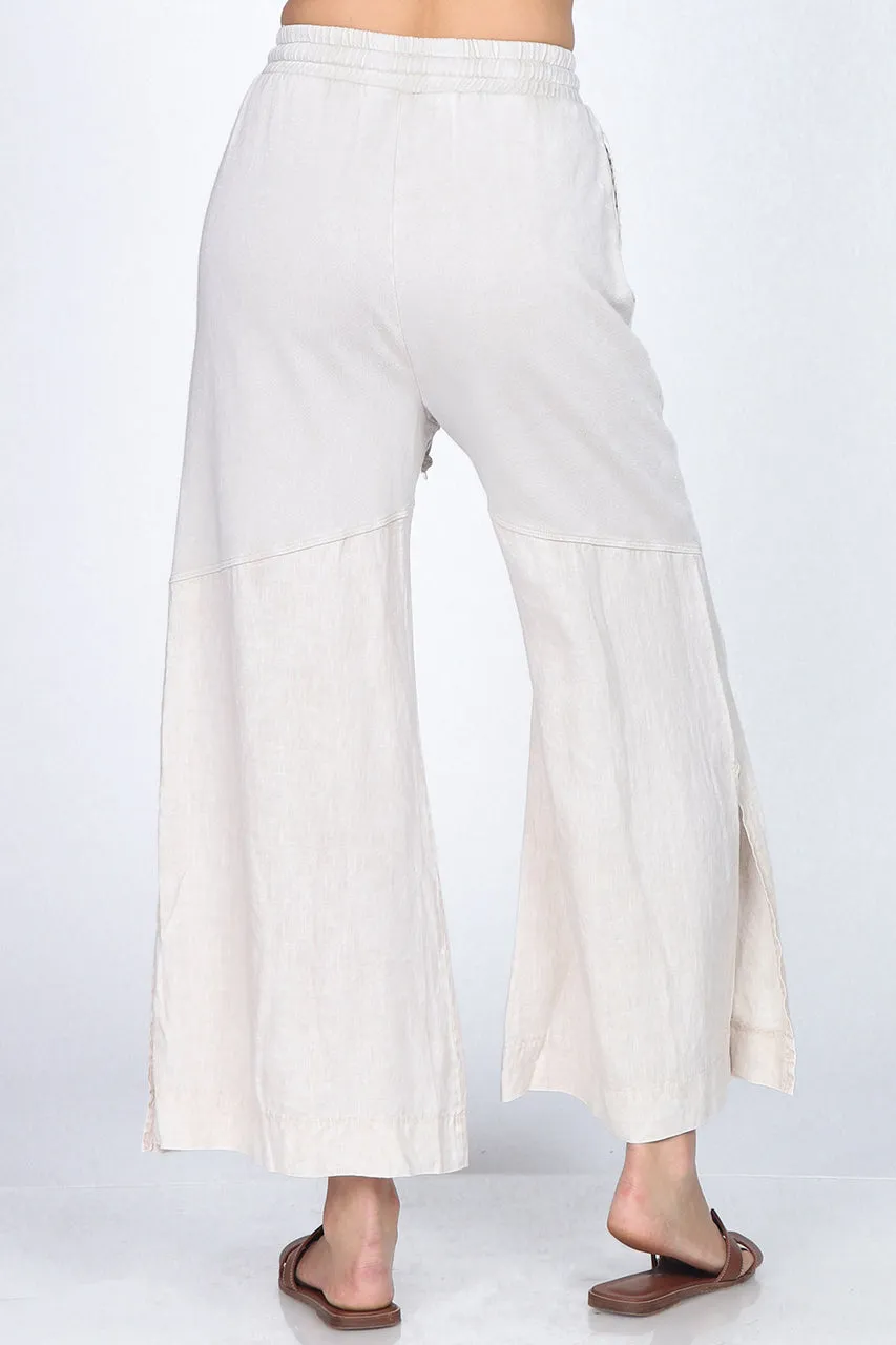 B4980A Mineral Wash Luxury Wide Leg Pants