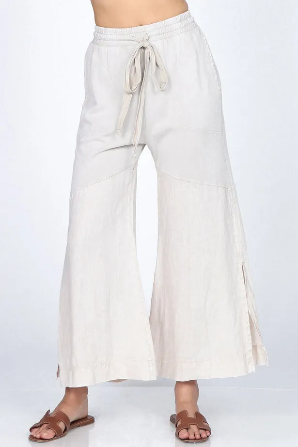 B4980A Mineral Wash Luxury Wide Leg Pants