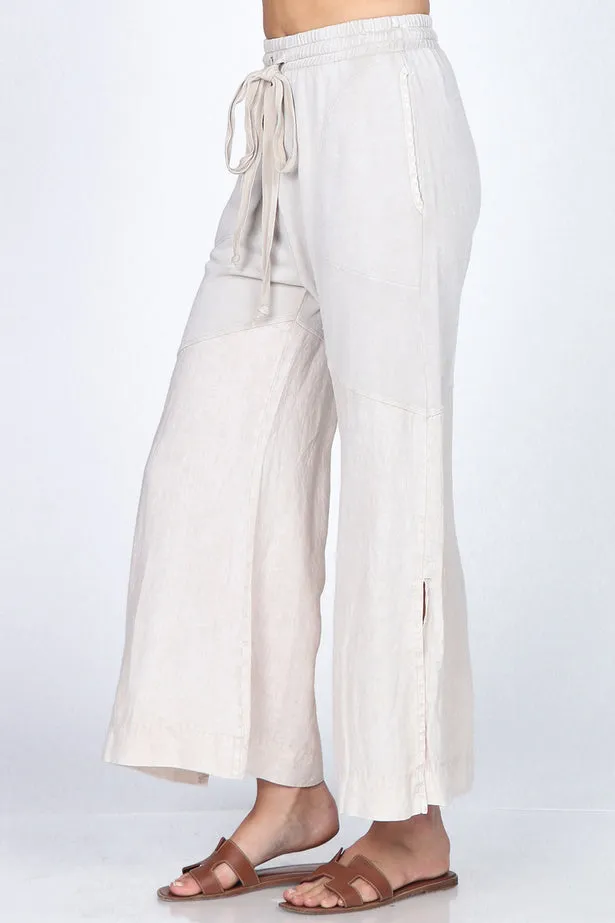 B4980A Mineral Wash Luxury Wide Leg Pants