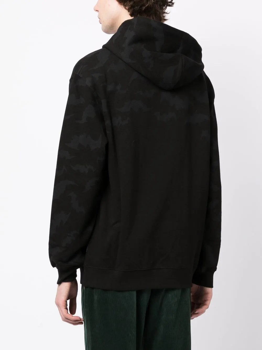 Bat-Print Cotton Hoodie