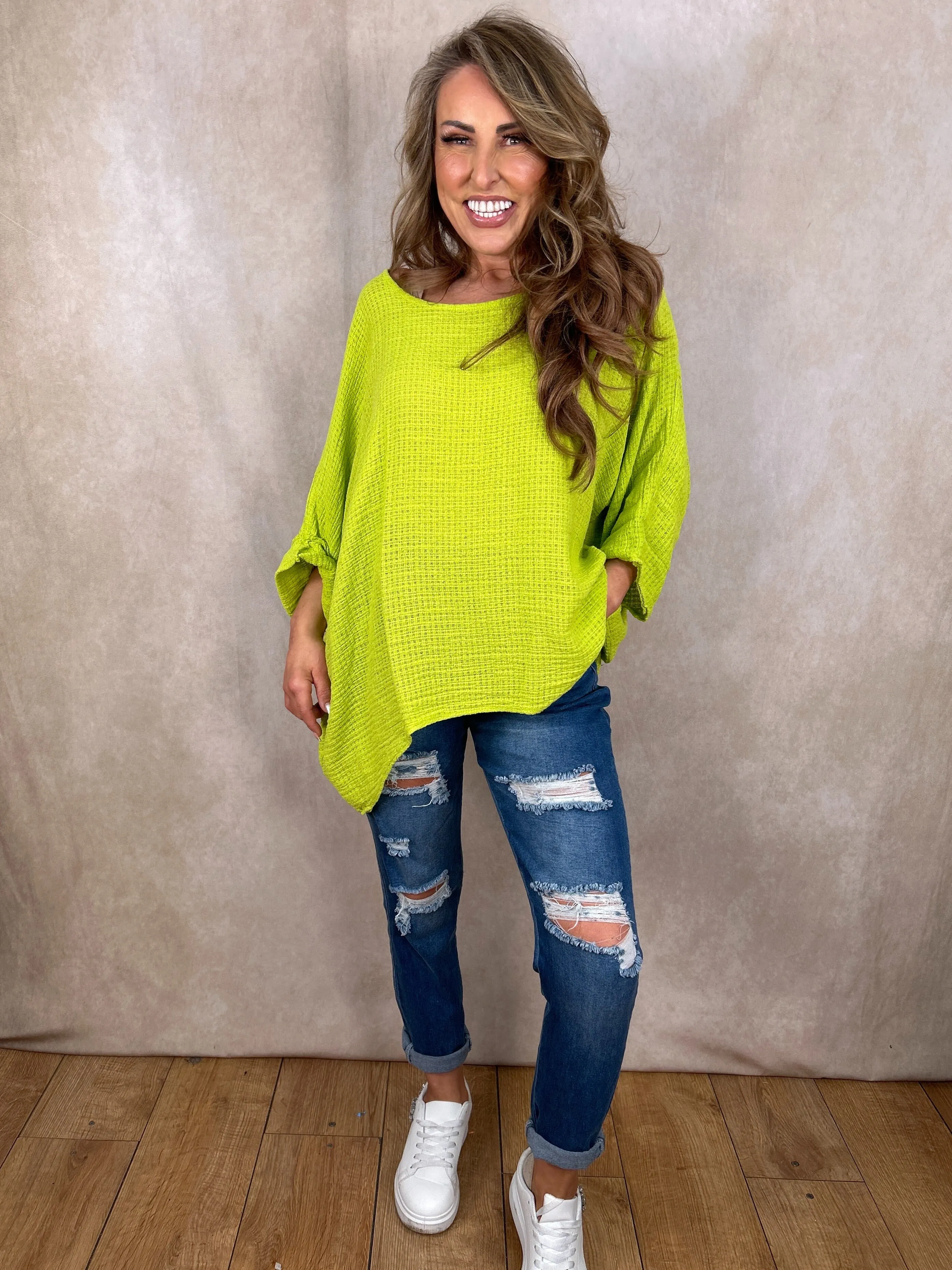 Belinda Batwing Waffle Top