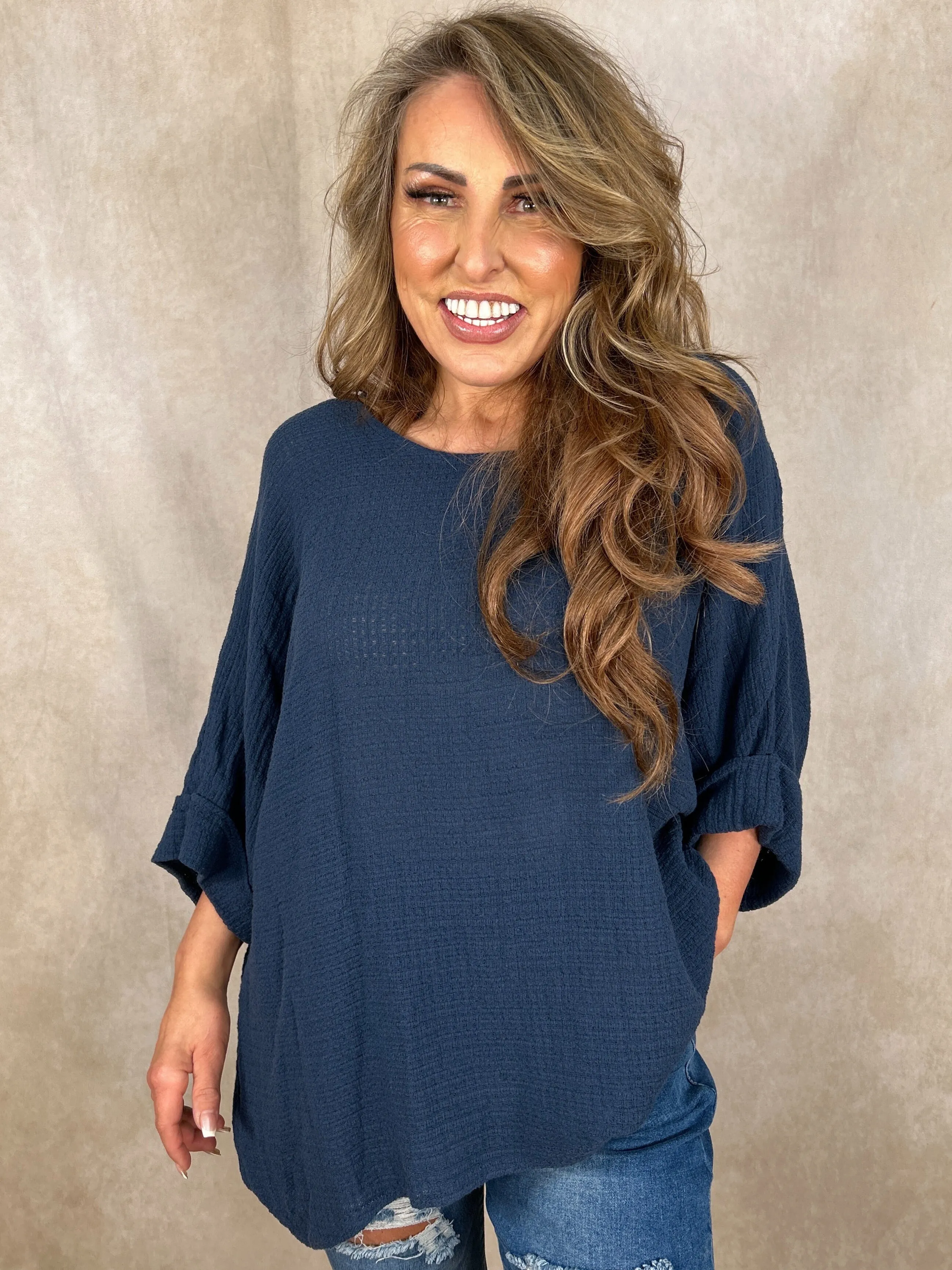 Belinda Batwing Waffle Top