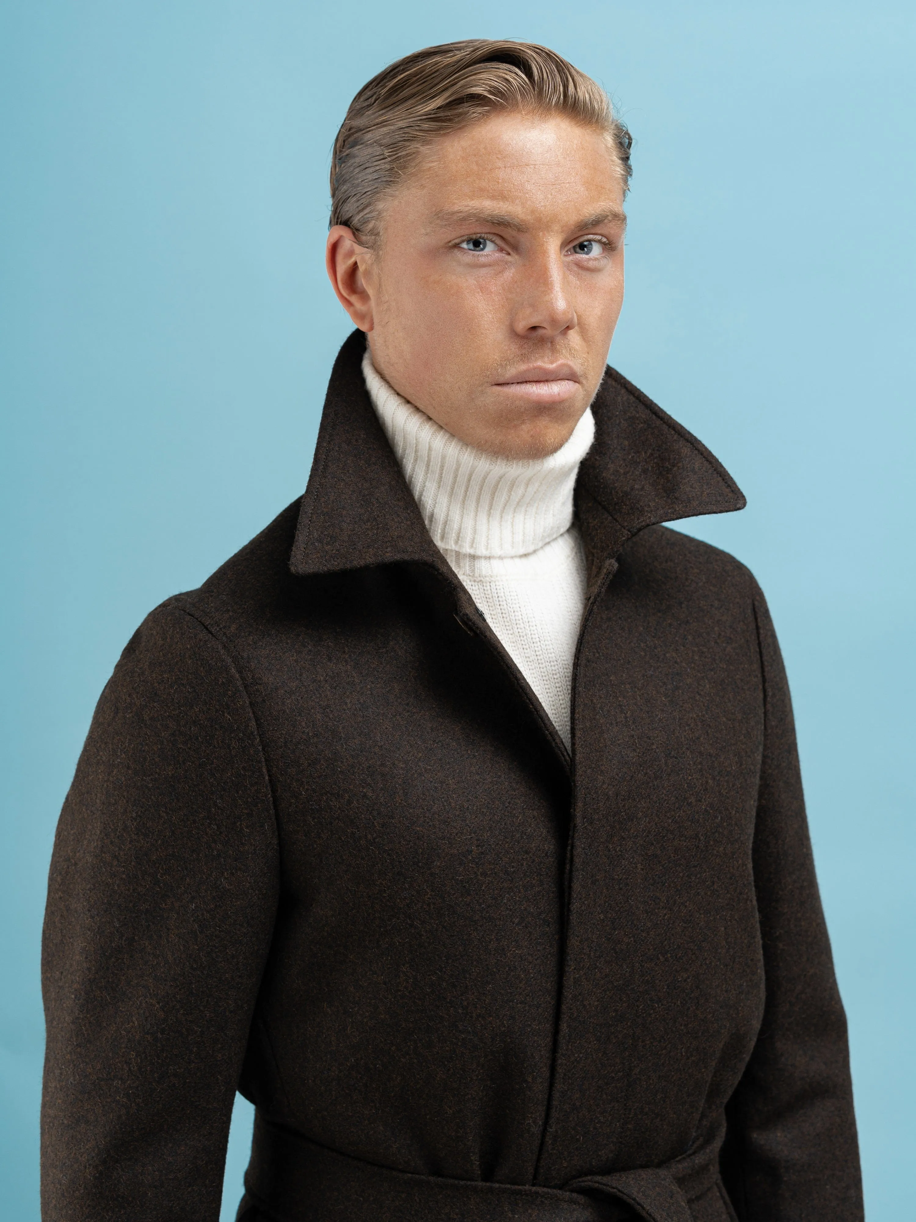 Belted Brown Lambswool Coat