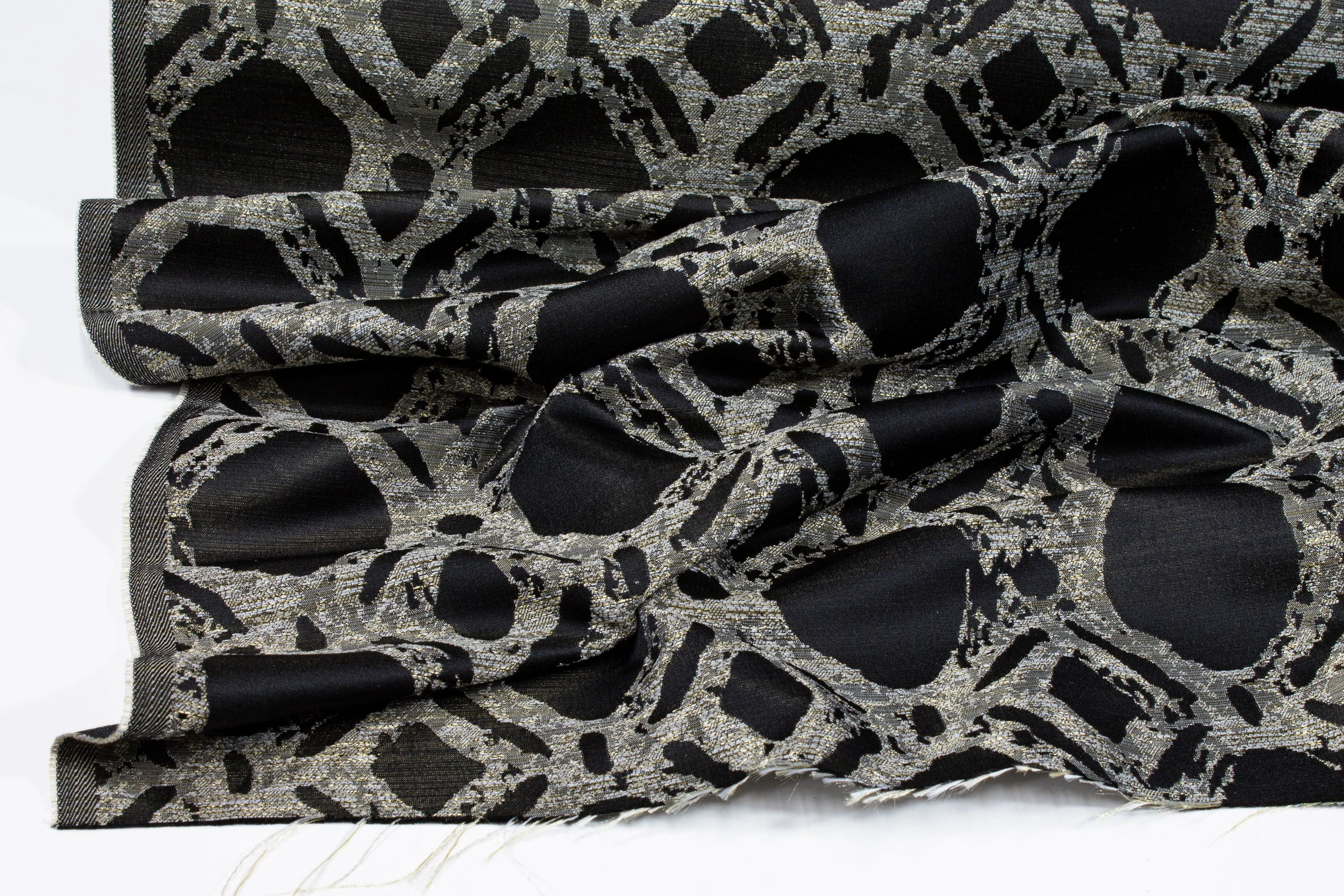 Black and Gray Abstract Metallic Brocade