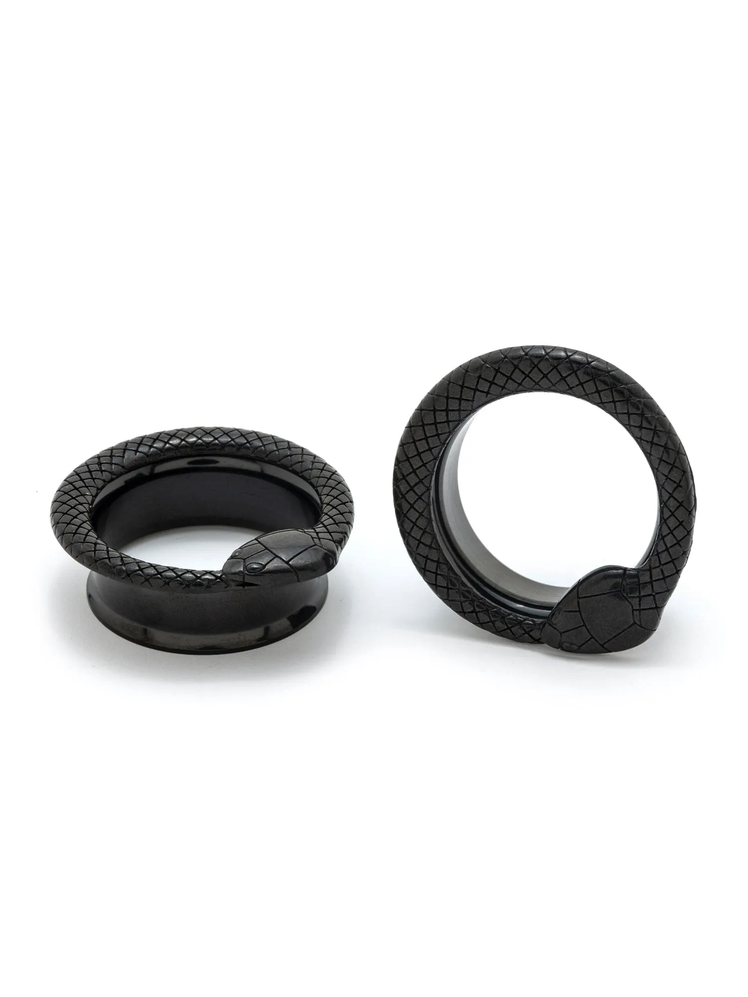 Black Ouroboros Serpent Double Flared Steel Tunnels