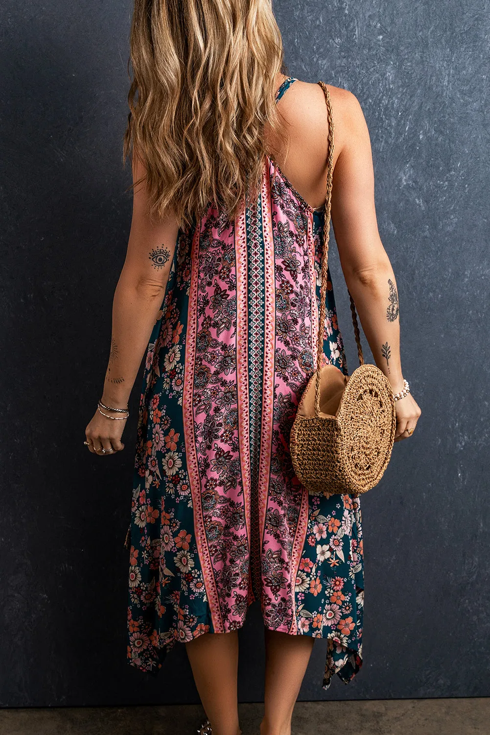 Bohemian Floral Patchwork Print Long Sundress