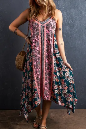 Bohemian Floral Patchwork Print Long Sundress