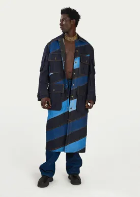 Boyedoe Kuntunkununku Unisex Patchwork Denim Trench Coat