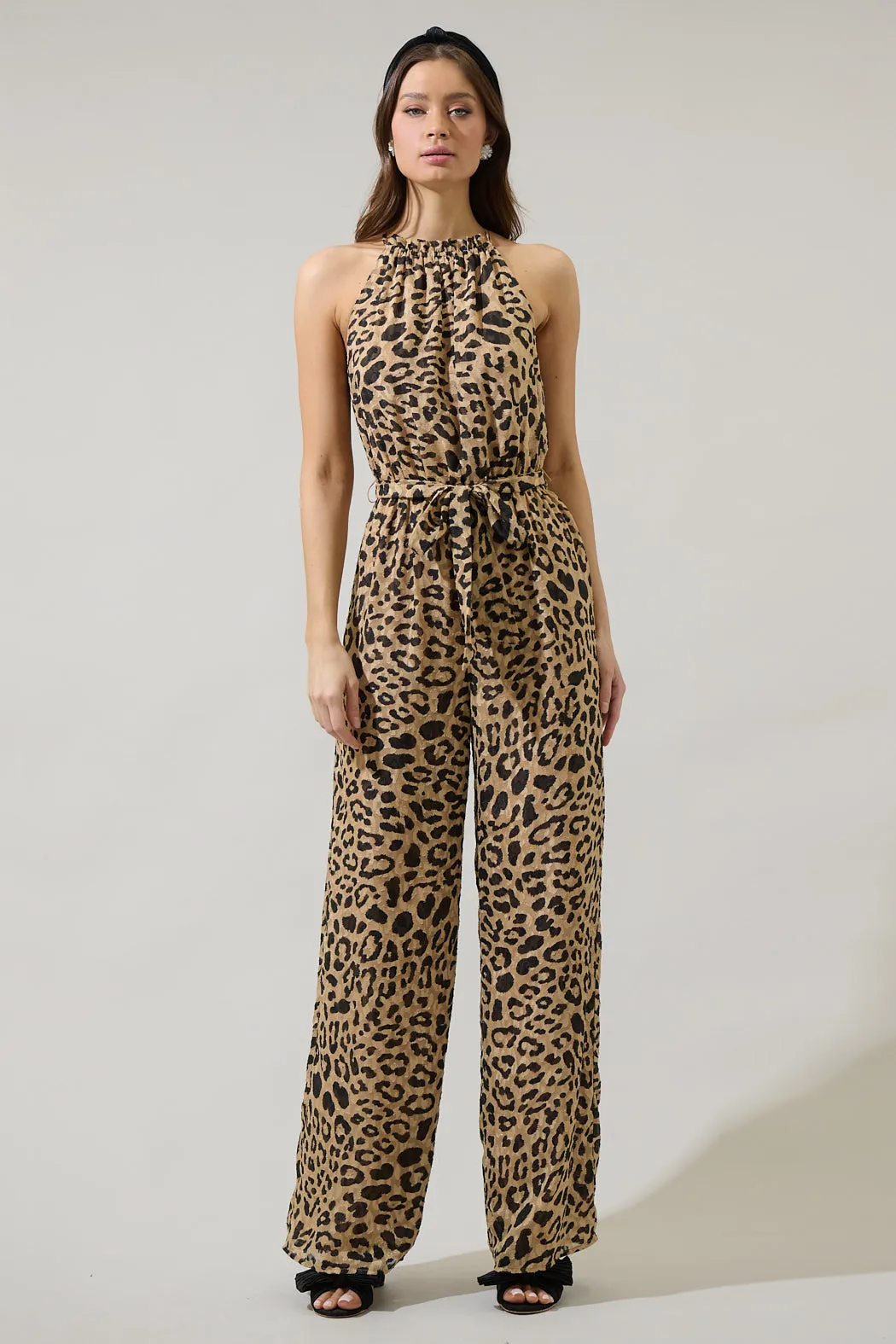 Clare Leopard Lighthearted Trapeze Jumpsuit