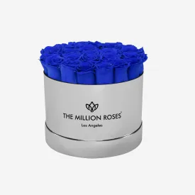 Classic Mirror Silver Box | Royal Blue Roses