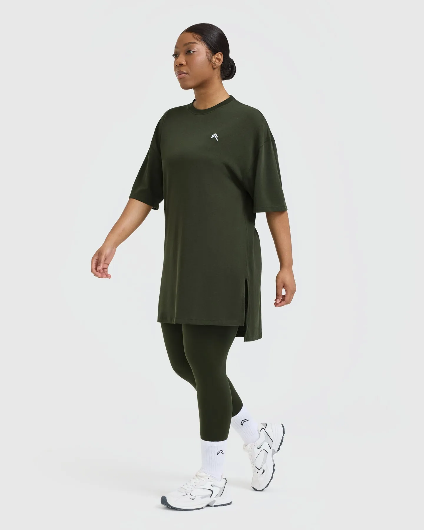 Classic Oversized Longline T-Shirt | Khaki