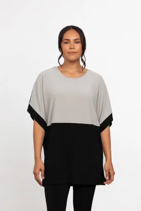 Colour Block Boxy Tunic | Sand/Blk