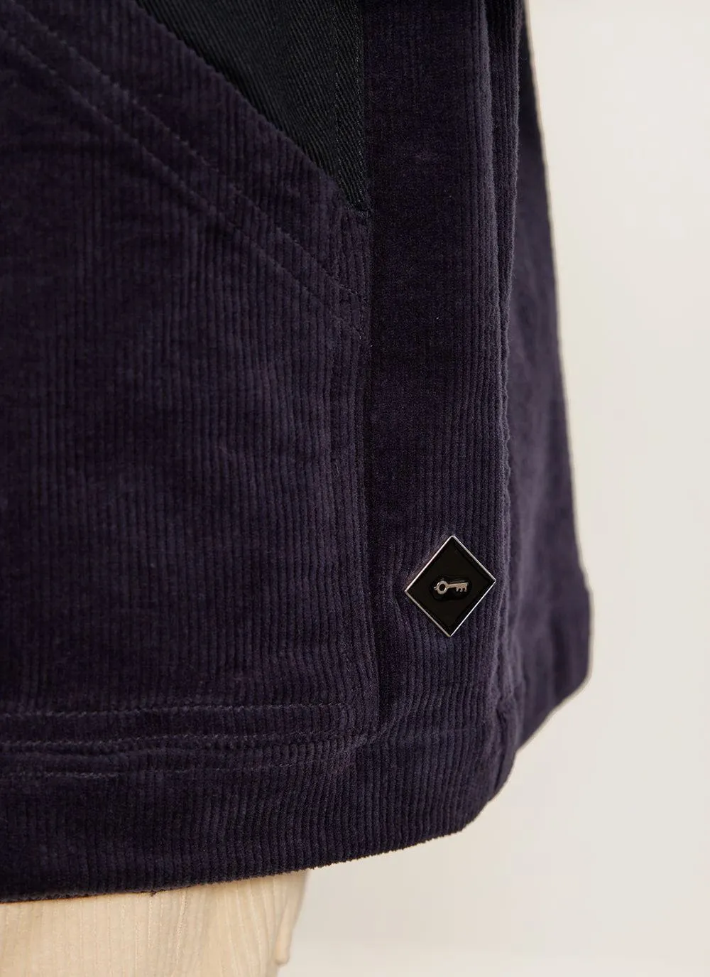 Contrast Collar Auxiliary Overshirt | Corduroy | Navy