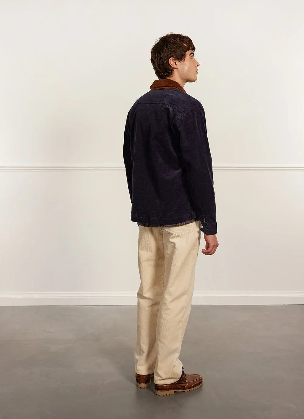 Contrast Collar Auxiliary Overshirt | Corduroy | Navy