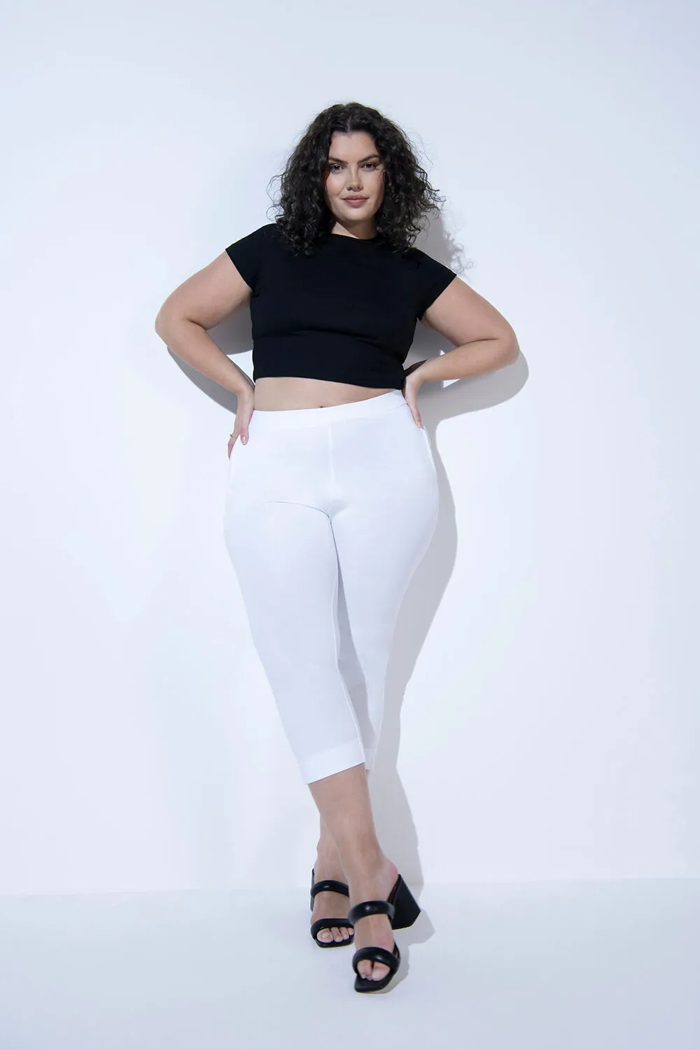 Crop Stretch Trouser - White