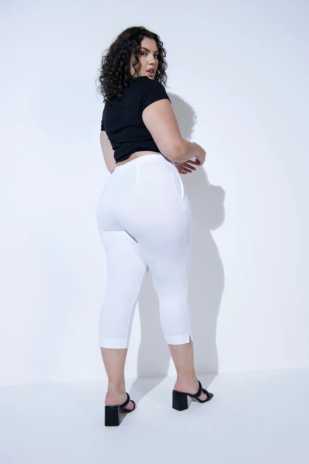 Crop Stretch Trouser - White