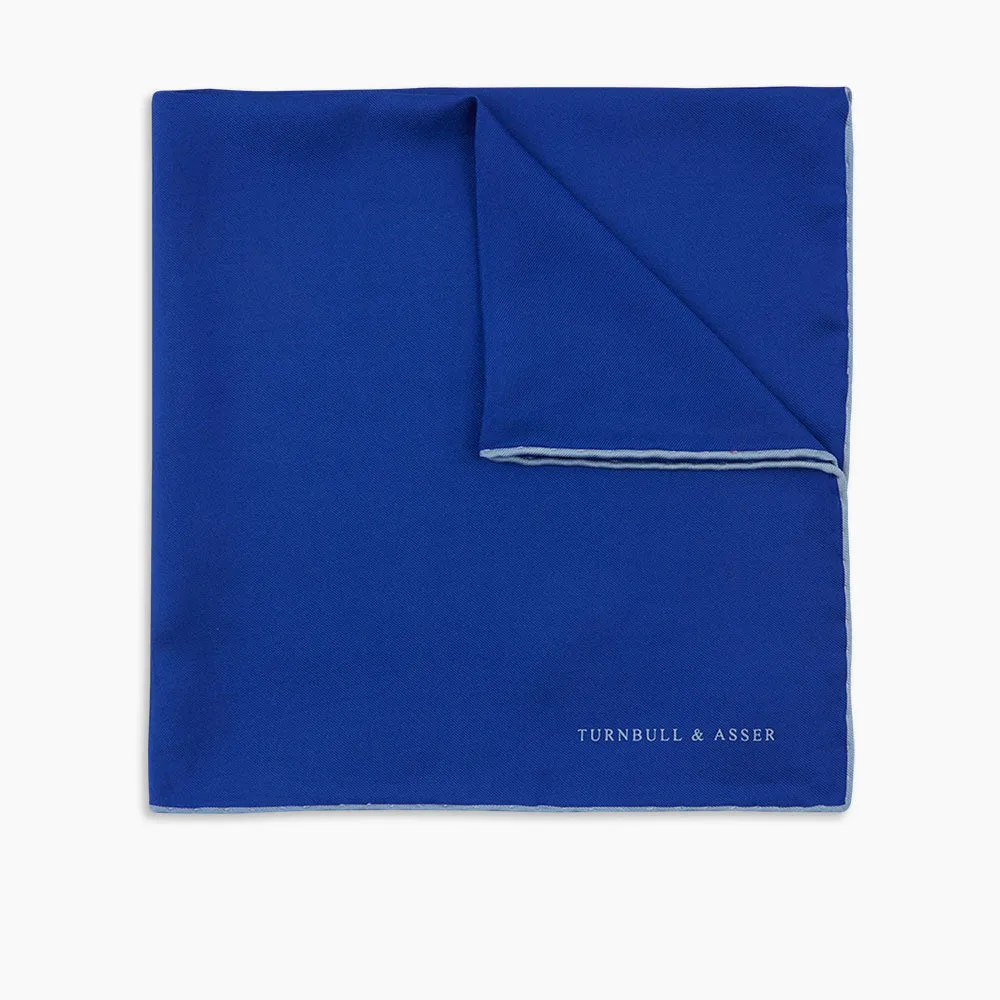 Dark Blue Piped Silk Pocket Square