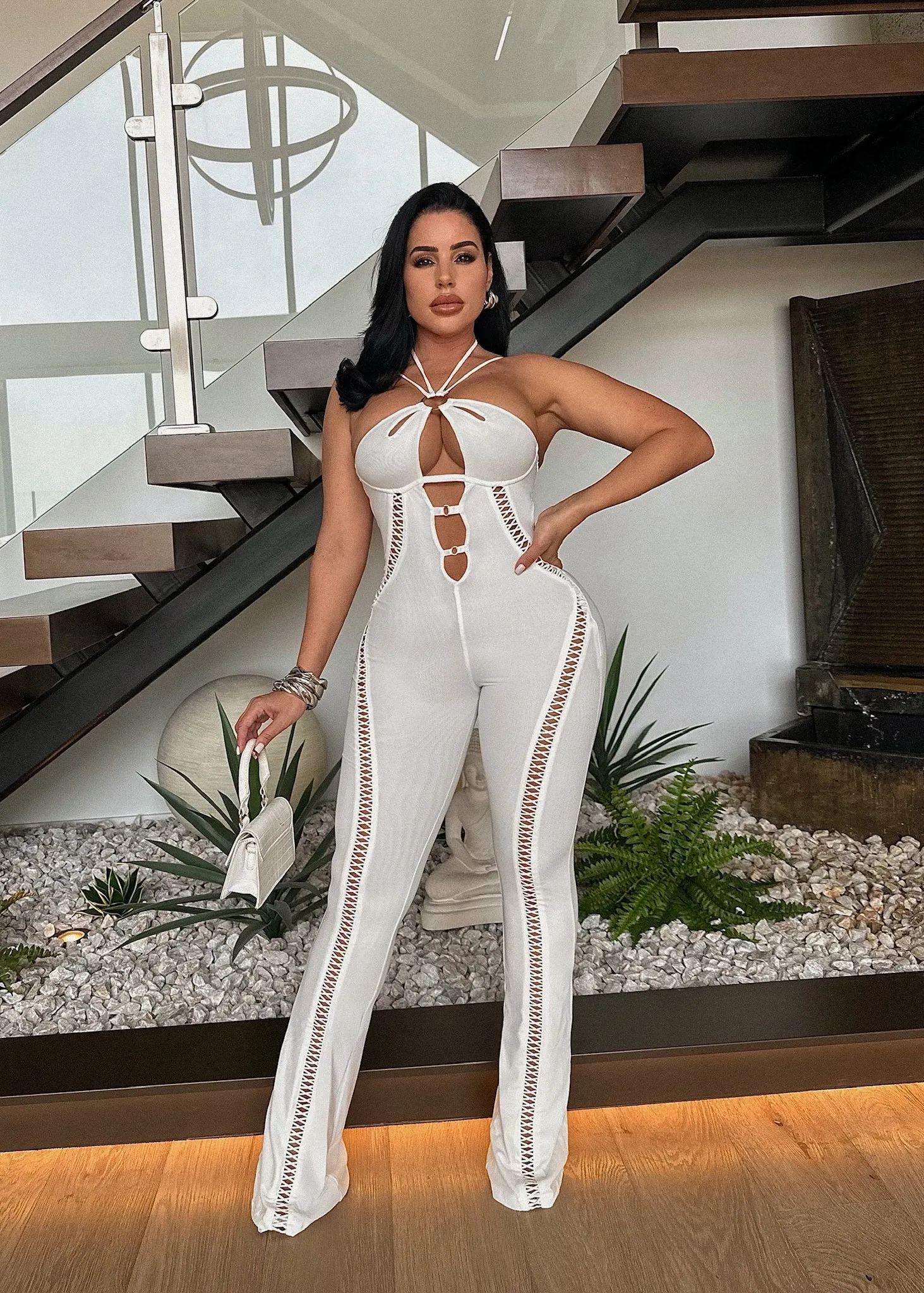 Ethereal Allure Mesh Jumpsuit White