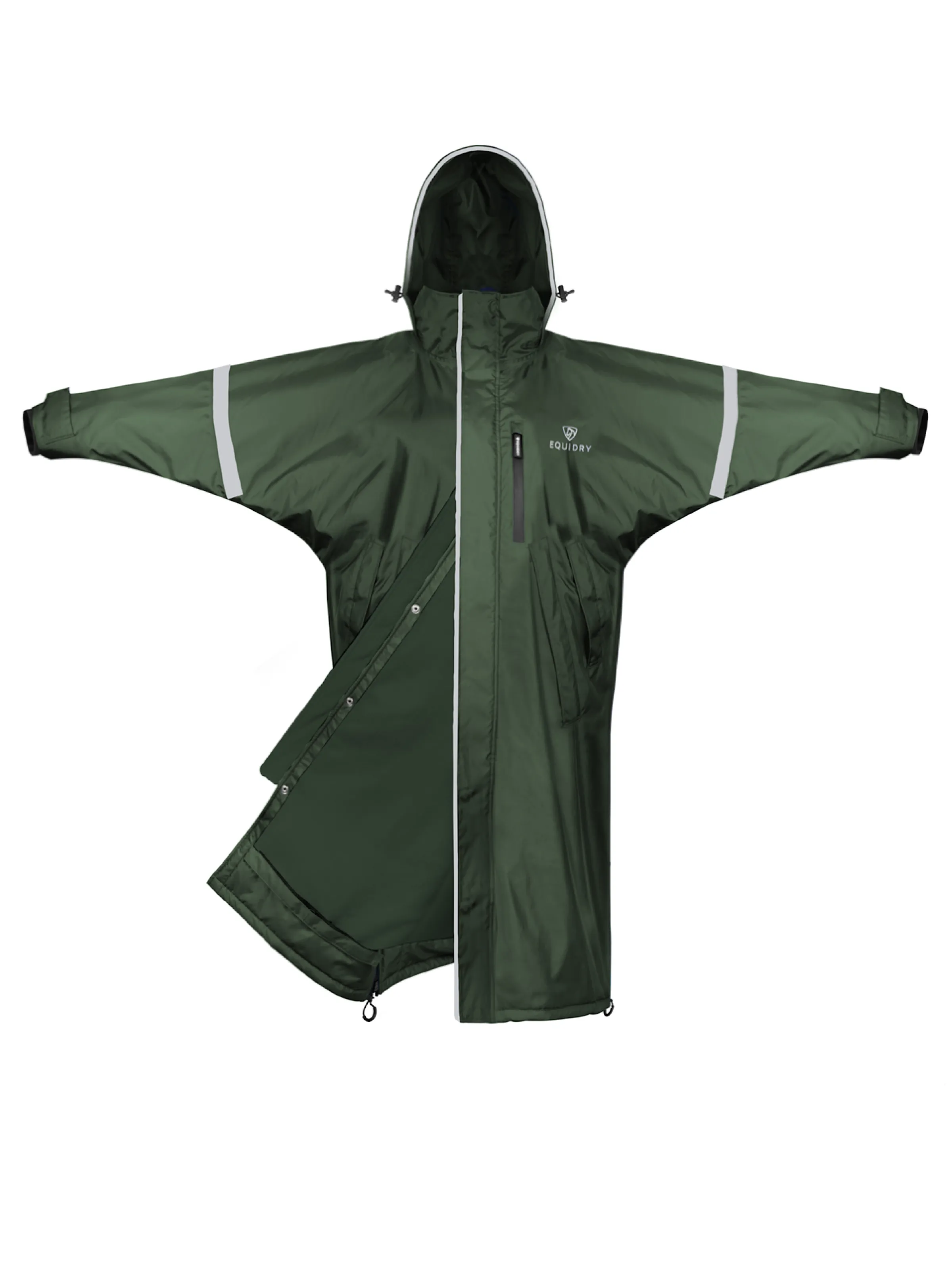 Evolution Women's | Thin Fleece | Stowaway Hood | Reflective | Black Forest Green