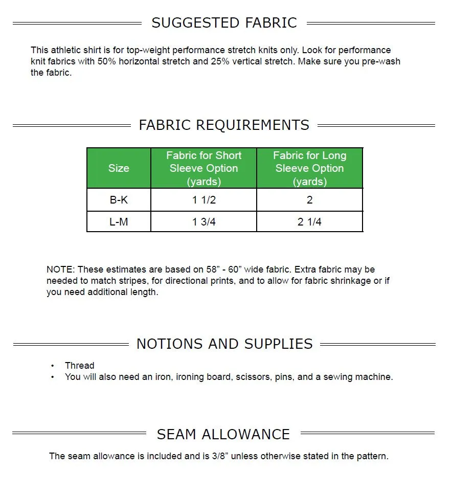 Excel Tee PDF Pattern Sizes B - M