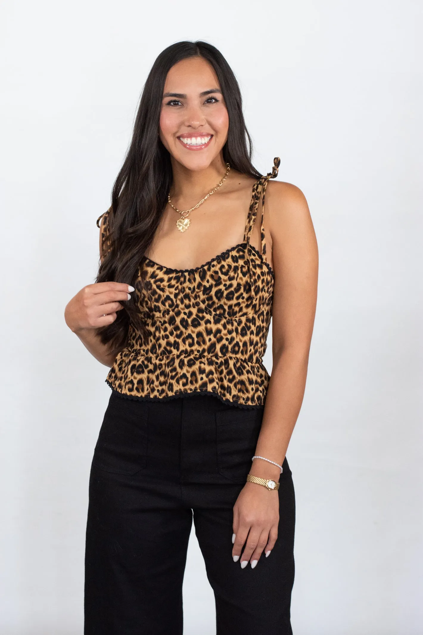 Eyes On Me Leopard Lace Sleeveless Top