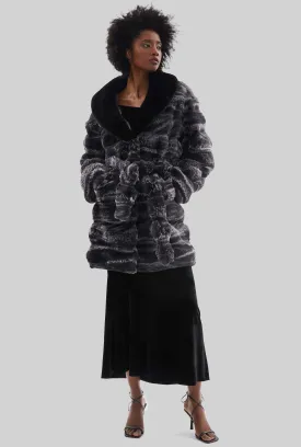 Faux Chinchilla Belted Coat