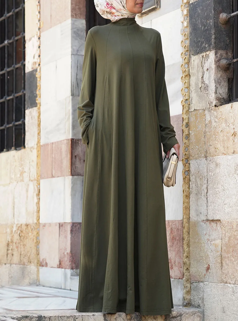 Flared Paneled Abaya with Godets